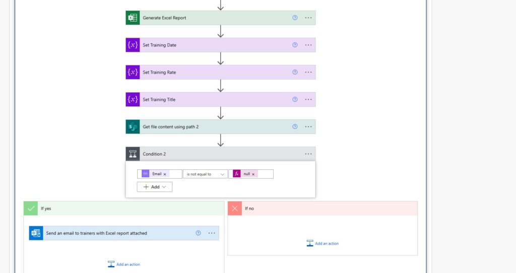 Power Automate Flow generating a dynamics Excel report